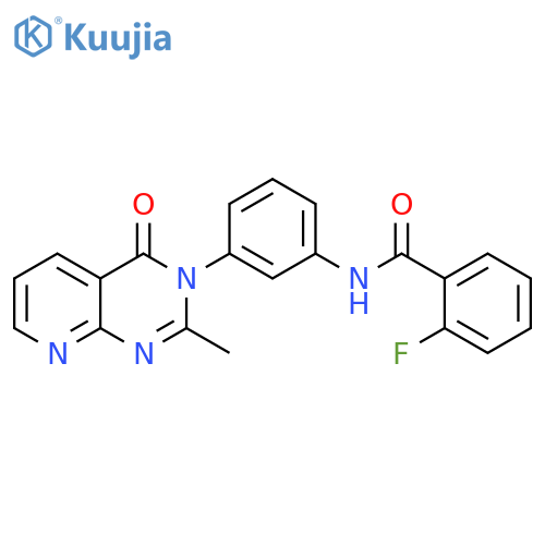 2-fluoro-N-(3-{2-methyl-4-oxo-3H,4H-pyrido2,3-dpyrimidin-3-yl}phenyl)benzamide structure