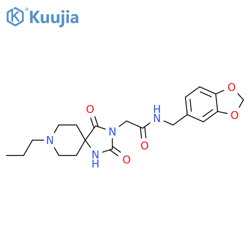 N-(2H-1,3-benzodioxol-5-yl)methyl-2-{2,4-dioxo-8-propyl-1,3,8-triazaspiro4.5decan-3-yl}acetamide structure