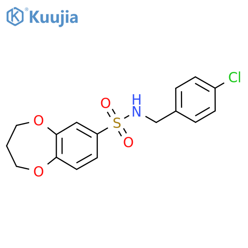 N-(4-chlorophenyl)methyl-3,4-dihydro-2H-1,5-benzodioxepine-7-sulfonamide structure