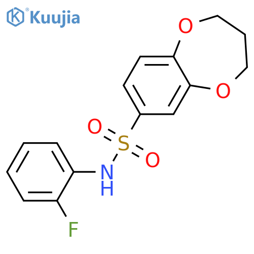 N-(2-fluorophenyl)-3,4-dihydro-2H-1,5-benzodioxepine-7-sulfonamide structure