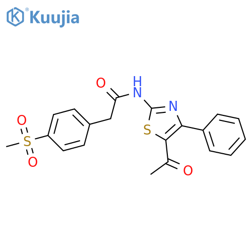 N-(5-acetyl-4-phenyl-1,3-thiazol-2-yl)-2-(4-methylsulfonylphenyl)acetamide structure