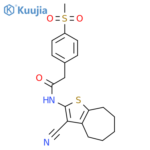 N-{3-cyano-4H,5H,6H,7H,8H-cycloheptabthiophen-2-yl}-2-(4-methanesulfonylphenyl)acetamide structure