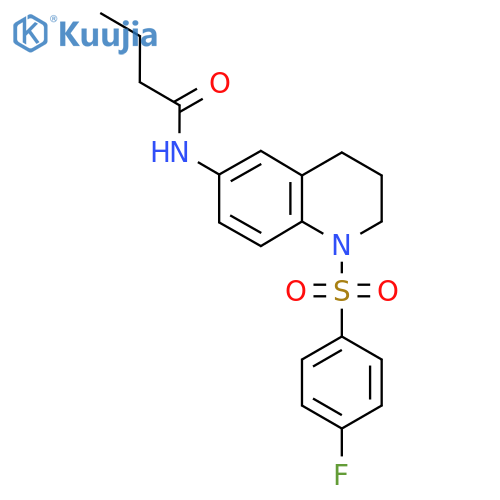 N-1-(4-fluorobenzenesulfonyl)-1,2,3,4-tetrahydroquinolin-6-ylbutanamide structure