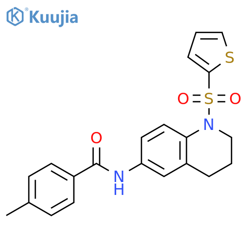 4-methyl-N-1-(thiophene-2-sulfonyl)-1,2,3,4-tetrahydroquinolin-6-ylbenzamide structure