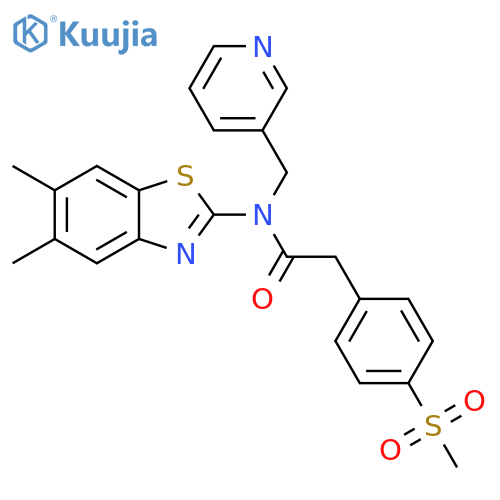 N-(5,6-dimethyl-1,3-benzothiazol-2-yl)-2-(4-methanesulfonylphenyl)-N-(pyridin-3-yl)methylacetamide structure