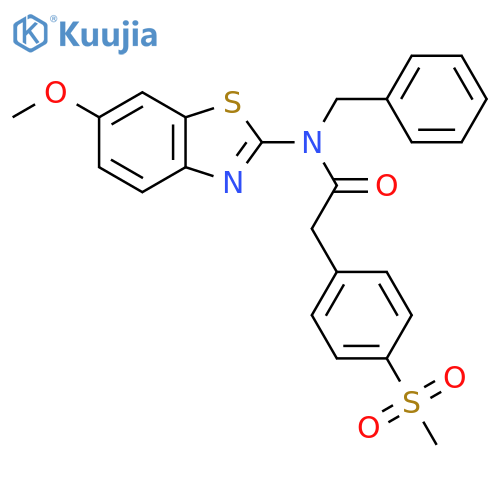 N-benzyl-2-(4-methanesulfonylphenyl)-N-(6-methoxy-1,3-benzothiazol-2-yl)acetamide structure