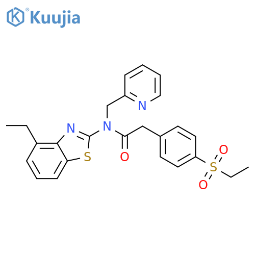 2-4-(ethanesulfonyl)phenyl-N-(4-ethyl-1,3-benzothiazol-2-yl)-N-(pyridin-2-yl)methylacetamide structure