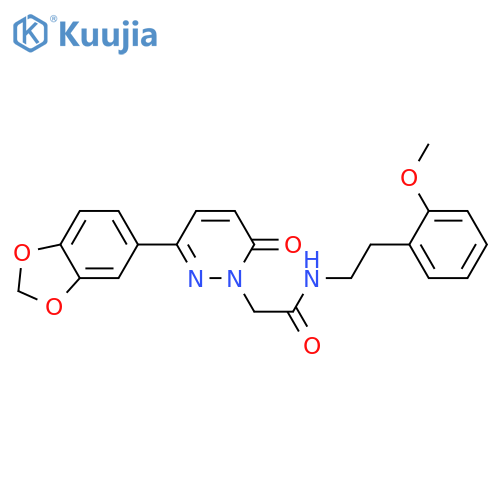 2-3-(2H-1,3-benzodioxol-5-yl)-6-oxo-1,6-dihydropyridazin-1-yl-N-2-(2-methoxyphenyl)ethylacetamide structure