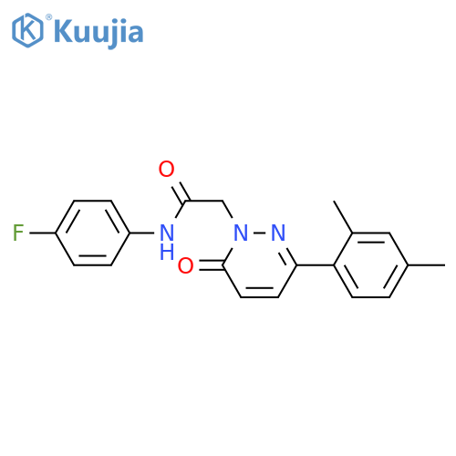 2-3-(2,4-dimethylphenyl)-6-oxo-1,6-dihydropyridazin-1-yl-N-(4-fluorophenyl)acetamide structure