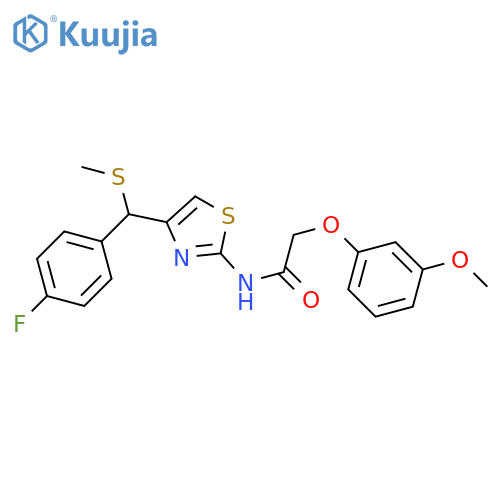 N-4-({(4-fluorophenyl)methylsulfanyl}methyl)-1,3-thiazol-2-yl-2-(3-methoxyphenoxy)acetamide structure