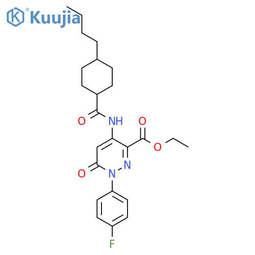 ethyl 4-(4-butylcyclohexaneamido)-1-(4-fluorophenyl)-6-oxo-1,6-dihydropyridazine-3-carboxylate structure