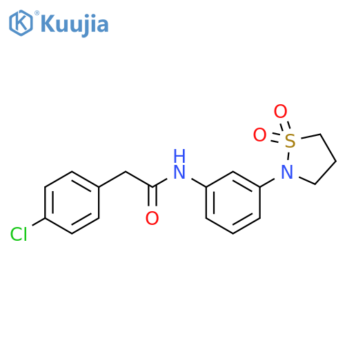 2-(4-chlorophenyl)-N-3-(1,1-dioxo-1lambda6,2-thiazolidin-2-yl)phenylacetamide structure