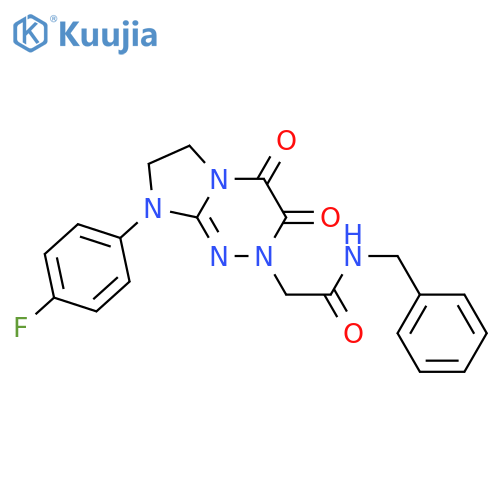 N-benzyl-2-8-(4-fluorophenyl)-3,4-dioxo-2H,3H,4H,6H,7H,8H-imidazo2,1-c1,2,4triazin-2-ylacetamide structure