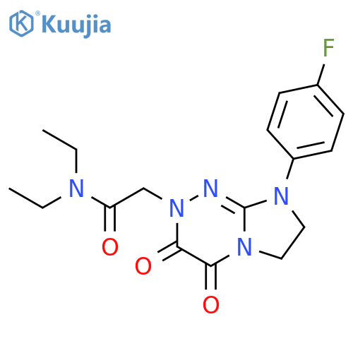 N,N-diethyl-2-8-(4-fluorophenyl)-3,4-dioxo-2H,3H,4H,6H,7H,8H-imidazo2,1-c1,2,4triazin-2-ylacetamide structure