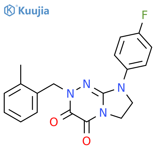 8-(4-fluorophenyl)-2-(2-methylphenyl)methyl-2H,3H,4H,6H,7H,8H-imidazo2,1-c1,2,4triazine-3,4-dione structure