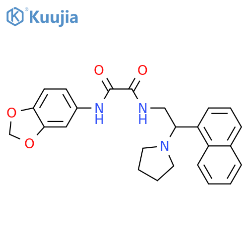 N-(2H-1,3-benzodioxol-5-yl)-N'-2-(naphthalen-1-yl)-2-(pyrrolidin-1-yl)ethylethanediamide structure