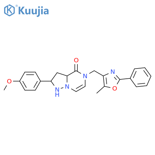 2-(4-methoxyphenyl)-5-(5-methyl-2-phenyl-1,3-oxazol-4-yl)methyl-4H,5H-pyrazolo1,5-apyrazin-4-one structure