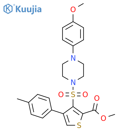 methyl 3-{4-(4-methoxyphenyl)piperazin-1-ylsulfonyl}-4-(4-methylphenyl)thiophene-2-carboxylate structure