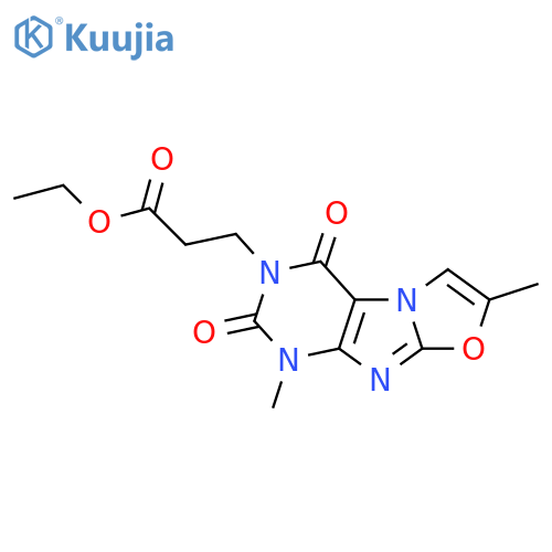 ethyl 3-{1,7-dimethyl-2,4-dioxo-1H,2H,3H,4H-1,3oxazolo3,2-gpurin-3-yl}propanoate structure