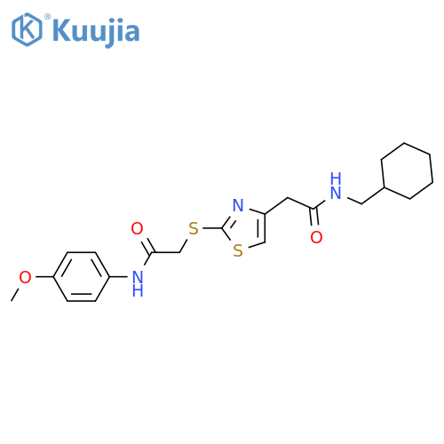 N-(cyclohexylmethyl)-2-2-({(4-methoxyphenyl)carbamoylmethyl}sulfanyl)-1,3-thiazol-4-ylacetamide structure