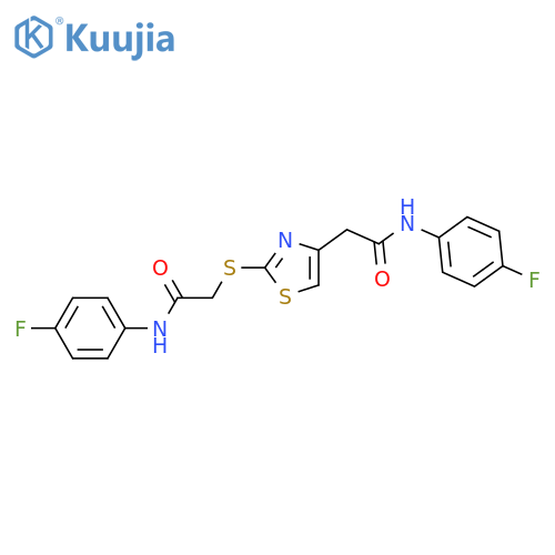 N-(4-fluorophenyl)-2-(4-{(4-fluorophenyl)carbamoylmethyl}-1,3-thiazol-2-yl)sulfanylacetamide structure