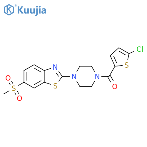 2-4-(5-chlorothiophene-2-carbonyl)piperazin-1-yl-6-methanesulfonyl-1,3-benzothiazole structure