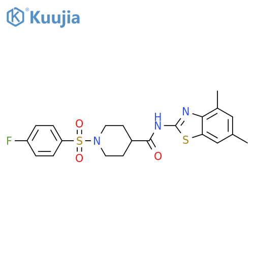 N-(4,6-dimethyl-1,3-benzothiazol-2-yl)-1-(4-fluorobenzenesulfonyl)piperidine-4-carboxamide structure