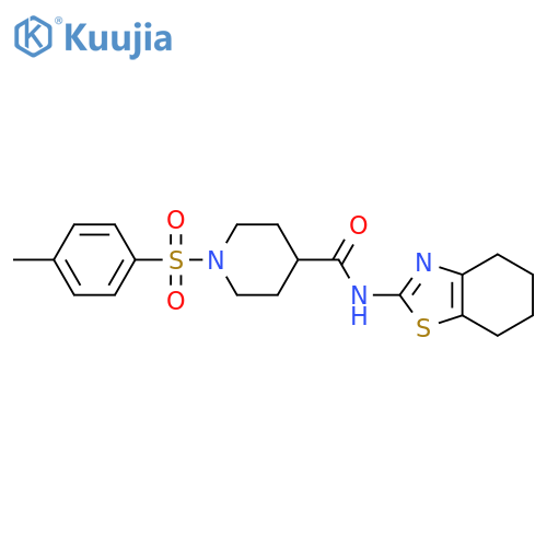 1-(4-methylbenzenesulfonyl)-N-(4,5,6,7-tetrahydro-1,3-benzothiazol-2-yl)piperidine-4-carboxamide structure