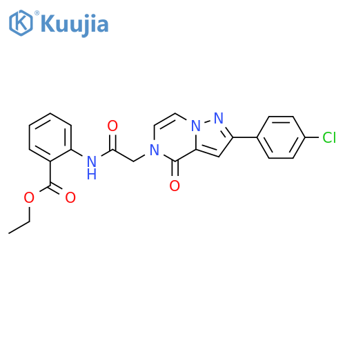 ethyl 2-{2-2-(4-chlorophenyl)-4-oxo-4H,5H-pyrazolo1,5-apyrazin-5-ylacetamido}benzoate structure