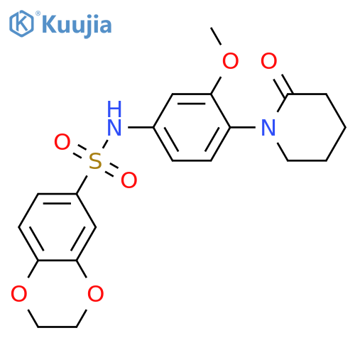 N-3-methoxy-4-(2-oxopiperidin-1-yl)phenyl-2,3-dihydro-1,4-benzodioxine-6-sulfonamide structure