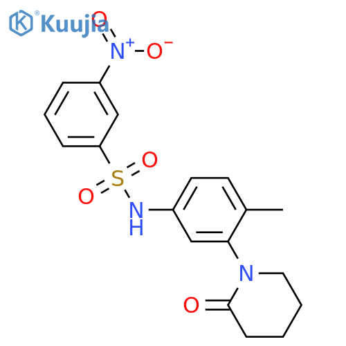N-4-methyl-3-(2-oxopiperidin-1-yl)phenyl-3-nitrobenzene-1-sulfonamide structure