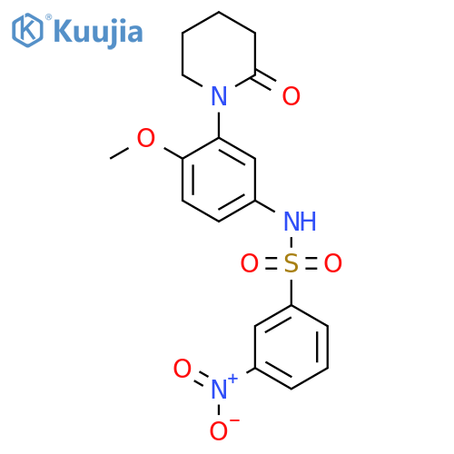 N-4-methoxy-3-(2-oxopiperidin-1-yl)phenyl-3-nitrobenzene-1-sulfonamide structure