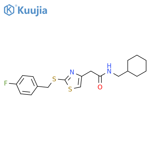 N-(cyclohexylmethyl)-2-(2-{(4-fluorophenyl)methylsulfanyl}-1,3-thiazol-4-yl)acetamide structure