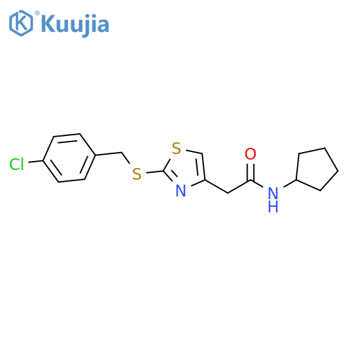2-(2-{(4-chlorophenyl)methylsulfanyl}-1,3-thiazol-4-yl)-N-cyclopentylacetamide structure