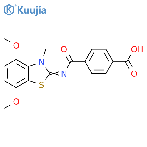 4-{(2Z)-4,7-dimethoxy-3-methyl-2,3-dihydro-1,3-benzothiazol-2-ylidenecarbamoyl}benzoic acid structure