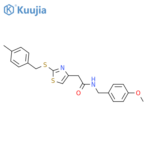 N-(4-methoxyphenyl)methyl-2-(2-{(4-methylphenyl)methylsulfanyl}-1,3-thiazol-4-yl)acetamide structure