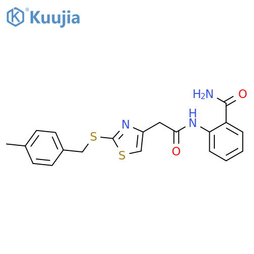2-2-(2-{(4-methylphenyl)methylsulfanyl}-1,3-thiazol-4-yl)acetamidobenzamide structure