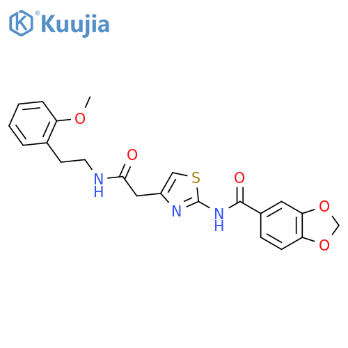 N-4-({2-(2-methoxyphenyl)ethylcarbamoyl}methyl)-1,3-thiazol-2-yl-2H-1,3-benzodioxole-5-carboxamide structure