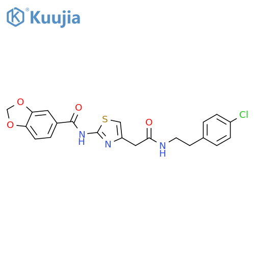 N-4-({2-(4-chlorophenyl)ethylcarbamoyl}methyl)-1,3-thiazol-2-yl-2H-1,3-benzodioxole-5-carboxamide structure