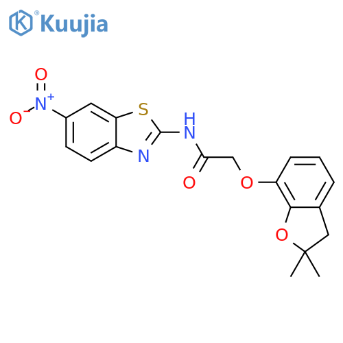 2-(2,2-dimethyl-2,3-dihydro-1-benzofuran-7-yl)oxy-N-(6-nitro-1,3-benzothiazol-2-yl)acetamide structure