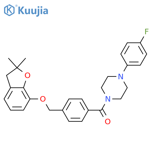 1-(4-{(2,2-dimethyl-2,3-dihydro-1-benzofuran-7-yl)oxymethyl}benzoyl)-4-(4-fluorophenyl)piperazine structure
