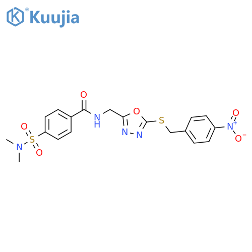 4-(dimethylsulfamoyl)-N-(5-{(4-nitrophenyl)methylsulfanyl}-1,3,4-oxadiazol-2-yl)methylbenzamide structure