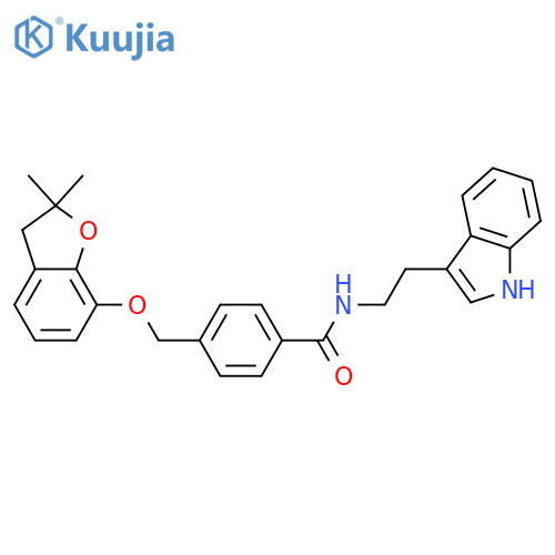 4-{(2,2-dimethyl-2,3-dihydro-1-benzofuran-7-yl)oxymethyl}-N-2-(1H-indol-3-yl)ethylbenzamide structure