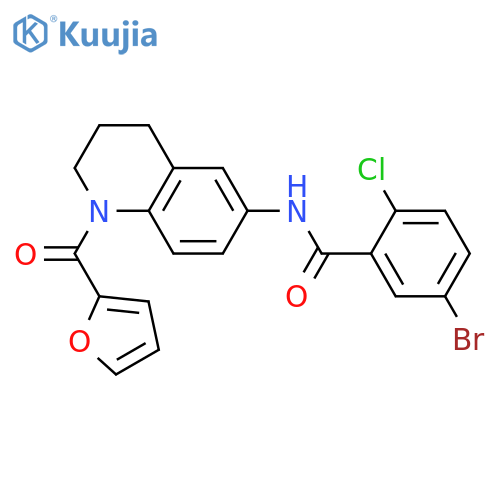 5-bromo-2-chloro-N-1-(furan-2-carbonyl)-1,2,3,4-tetrahydroquinolin-6-ylbenzamide structure