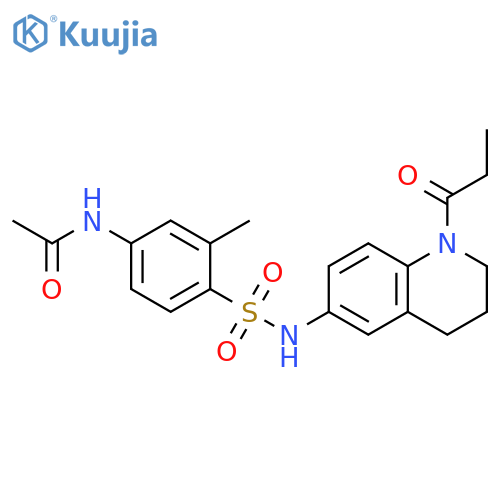 N-{3-methyl-4-(1-propanoyl-1,2,3,4-tetrahydroquinolin-6-yl)sulfamoylphenyl}acetamide structure