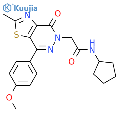 N-cyclopentyl-2-7-(4-methoxyphenyl)-2-methyl-4-oxo-4H,5H-1,3thiazolo4,5-dpyridazin-5-ylacetamide structure