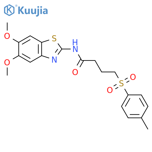 N-(5,6-dimethoxy-1,3-benzothiazol-2-yl)-4-(4-methylbenzenesulfonyl)butanamide structure