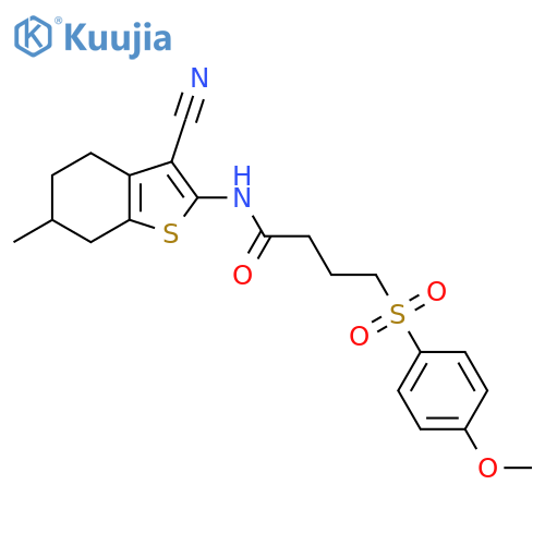 N-(3-cyano-6-methyl-4,5,6,7-tetrahydro-1-benzothiophen-2-yl)-4-(4-methoxybenzenesulfonyl)butanamide structure