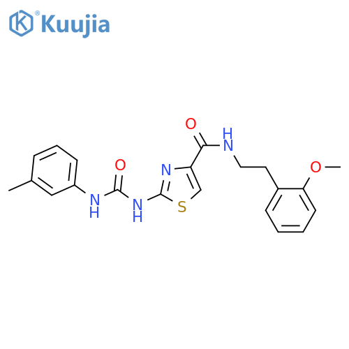 N-2-(2-methoxyphenyl)ethyl-2-{(3-methylphenyl)carbamoylamino}-1,3-thiazole-4-carboxamide structure