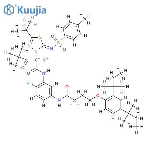1,3,4-Thiadiazole-3(2H)-acetamide, N-[5-[[4-[2,4-bis(1,1-dimethylpropyl)phenoxy]-1-oxobutyl]amino]-2-chlorophenyl]-&#x3B1;-(2,2-dimethyl-1-oxopropyl)-5-(1-methylethyl)-2-[[(4-methylphenyl)sulfonyl]imino]-, ion(1-), potassium structure